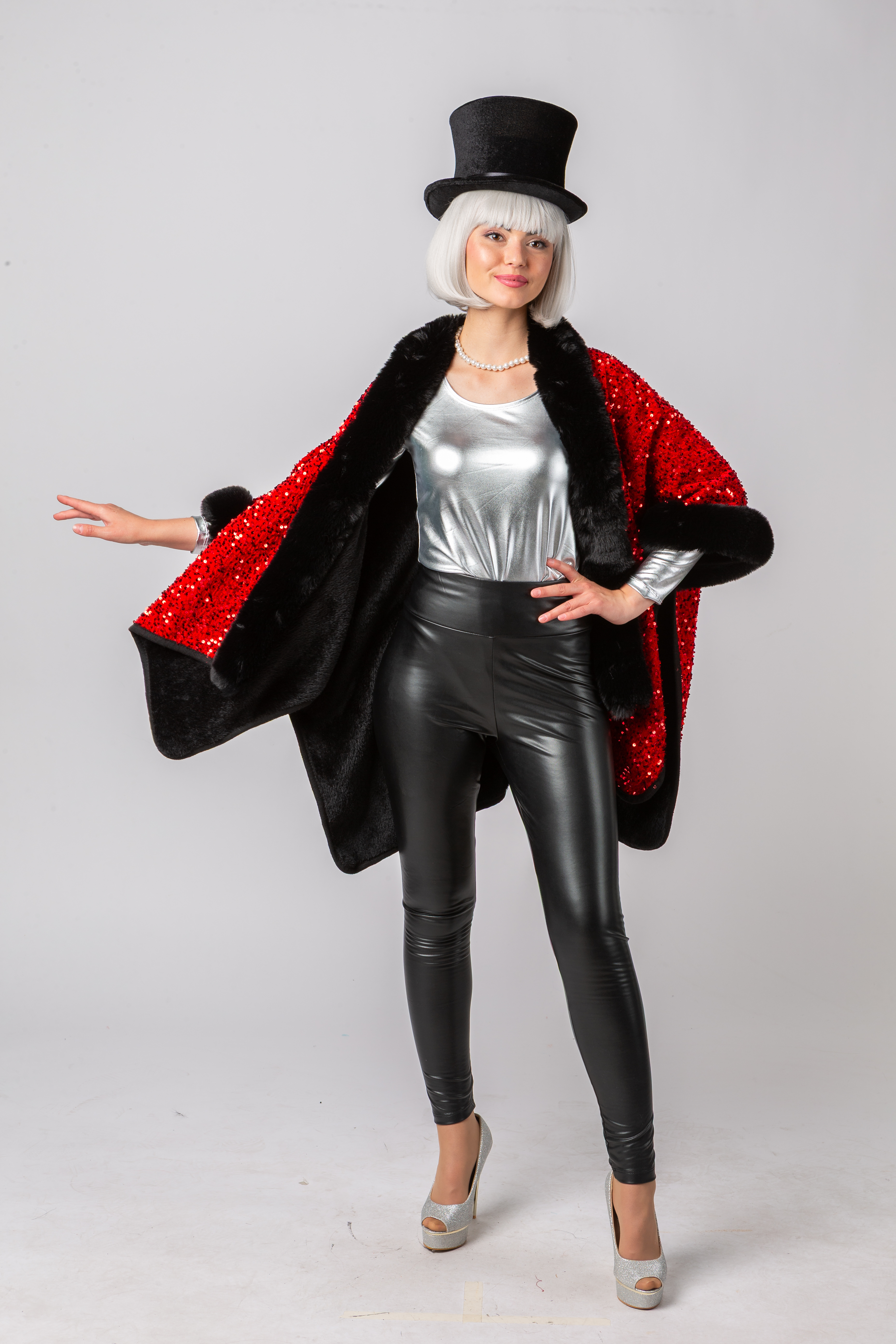 Paillettenponcho, rot Paillettenponcho, rot