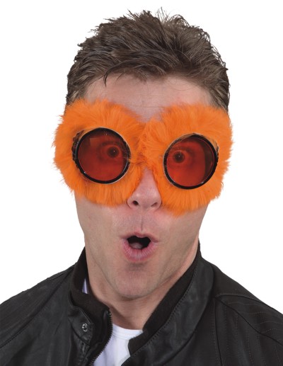 Brille mit Fell, orange