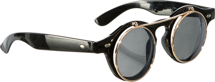 Brille Steampunk mit Klappe