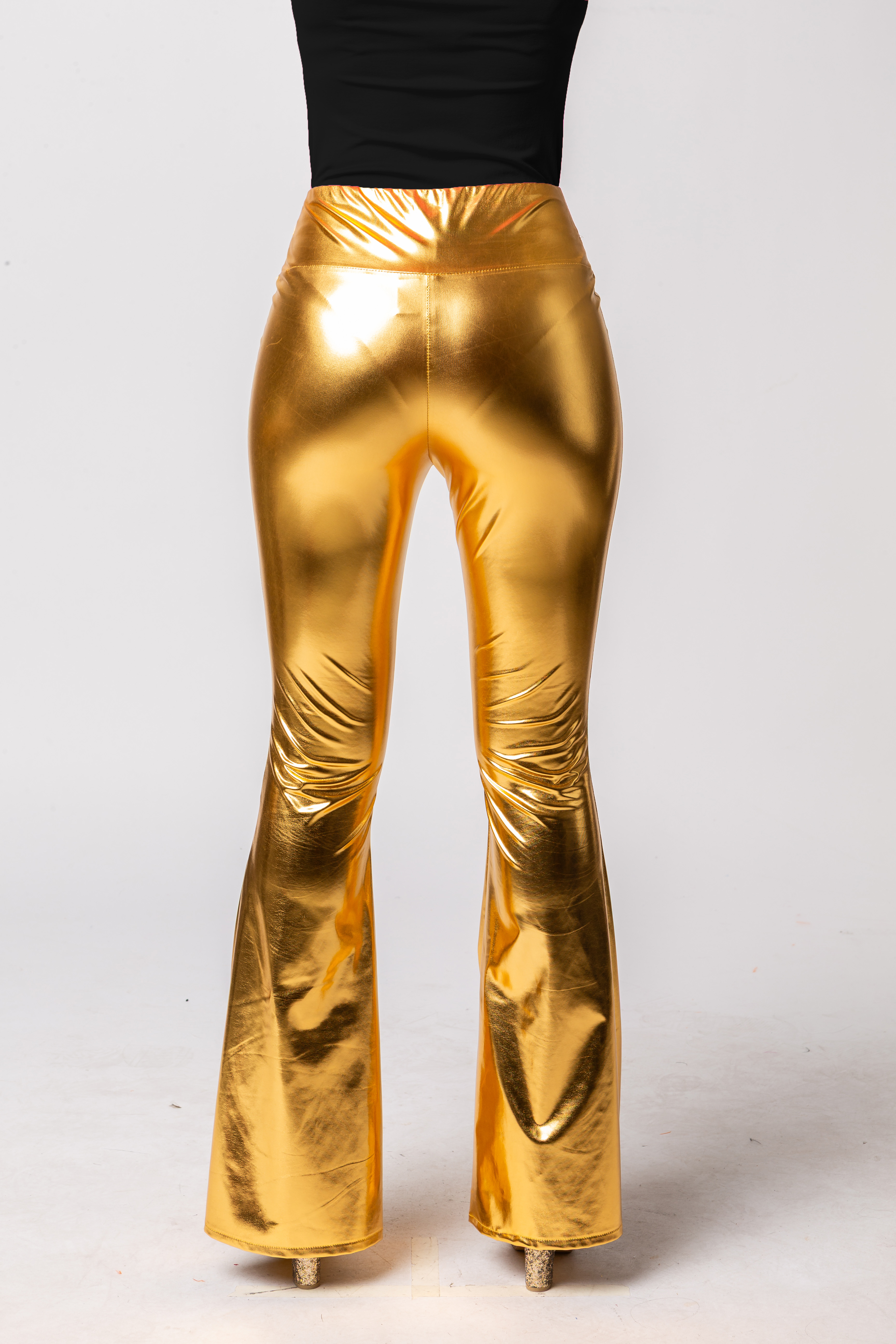 Schlagleggings, gold, hoher Bund Schlagleggings, gold, hoher Bund
