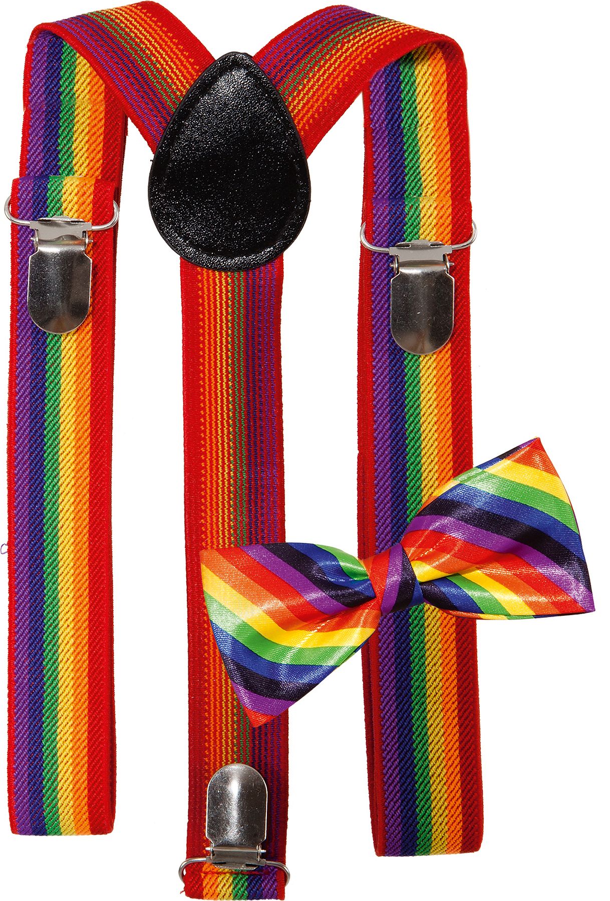Hosenträger mit Fliege Regenbogen