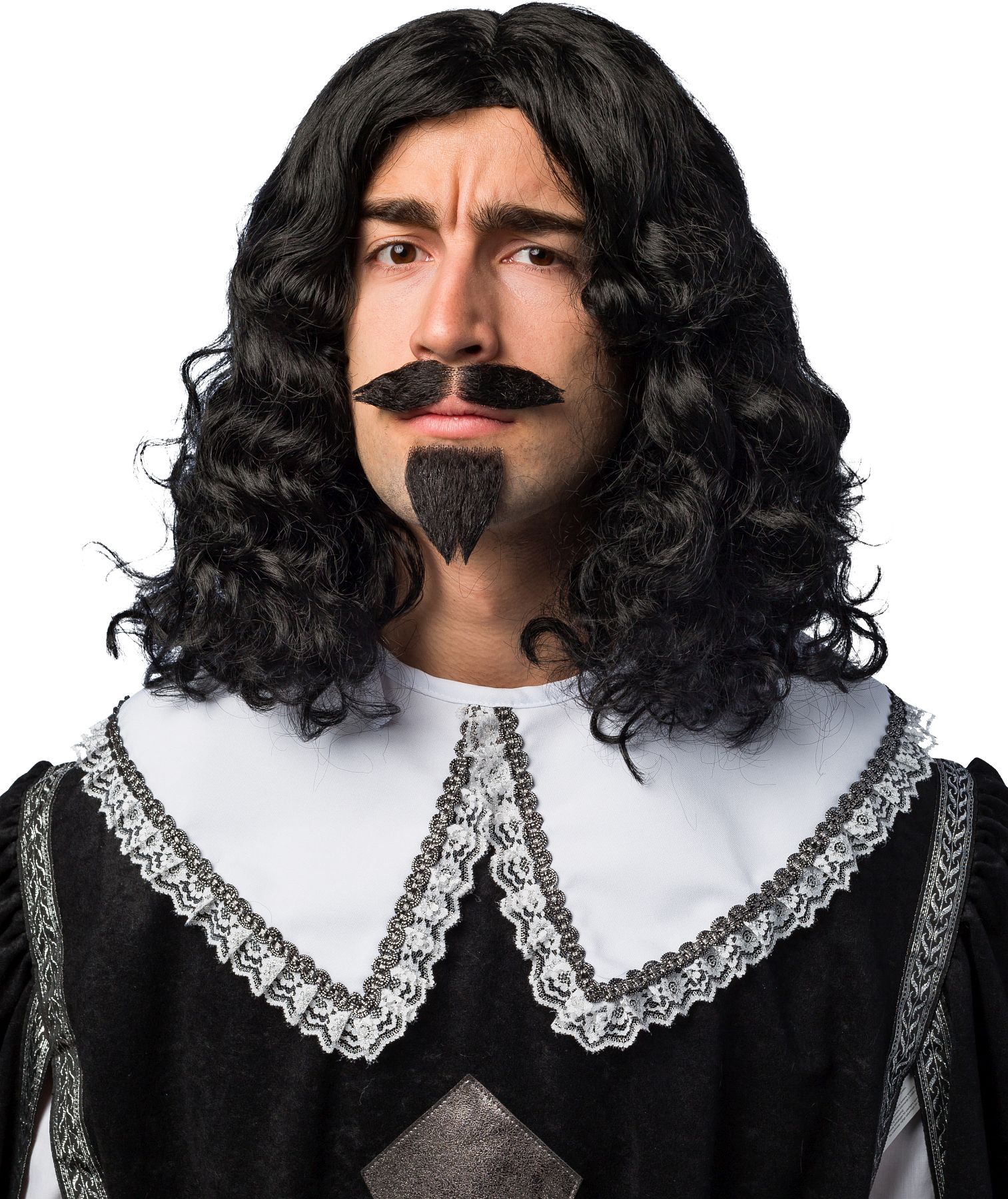 Perücke Musketier, schwarz