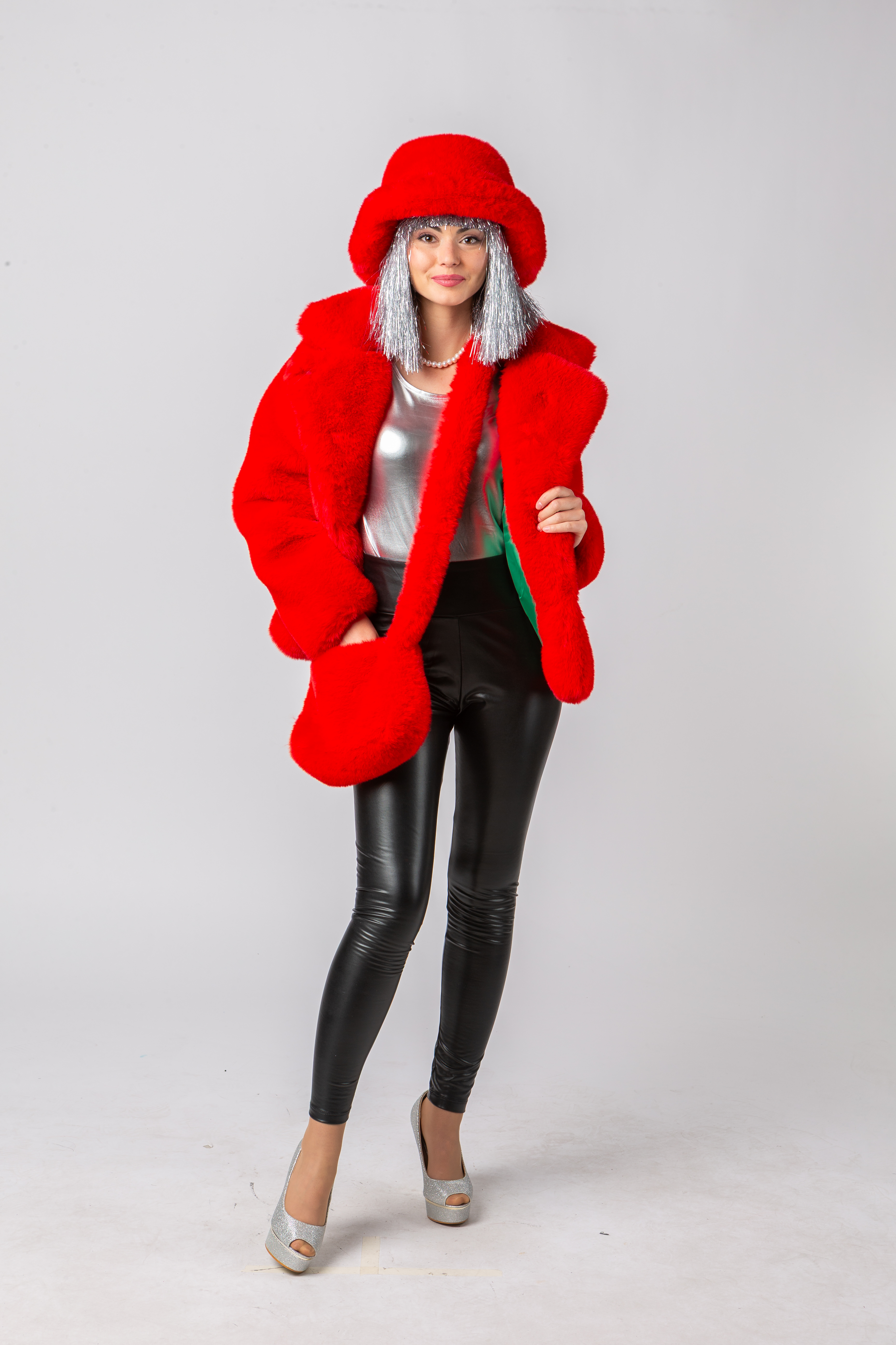 Plüschjacke, rot Plüschjacke, rot