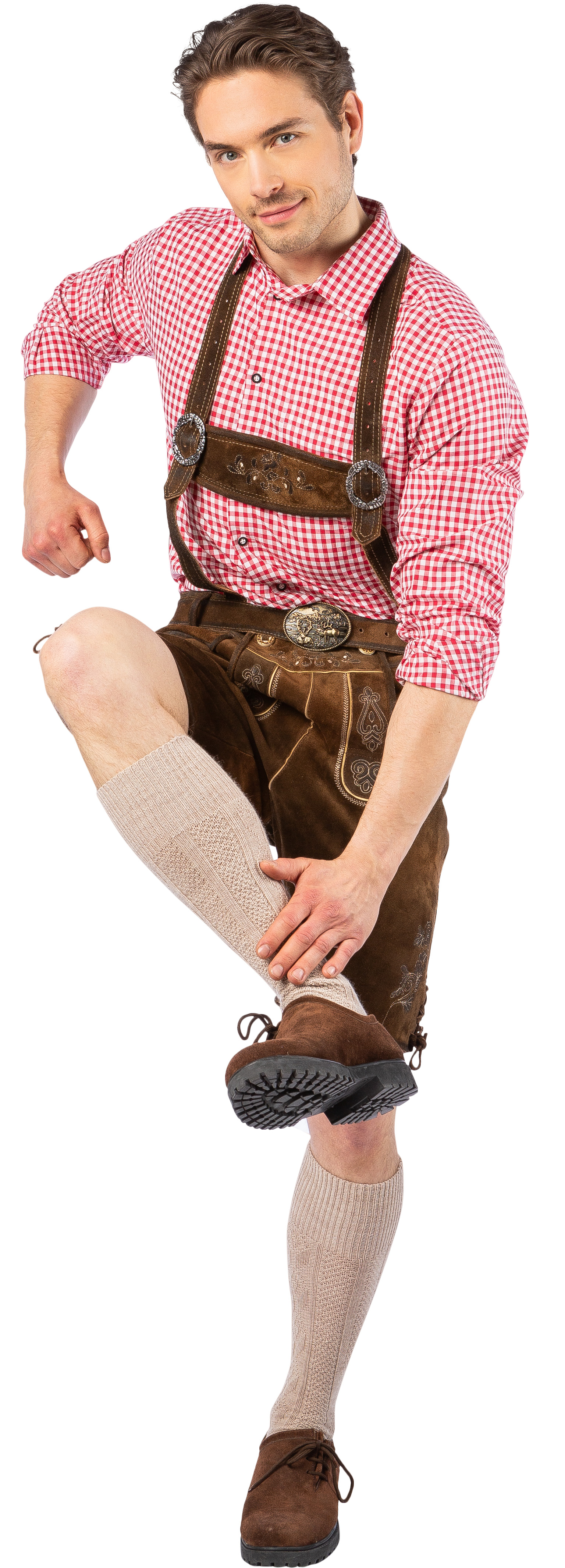Lederhose kurz, olivbraun Lederhose kurz, olivbraun