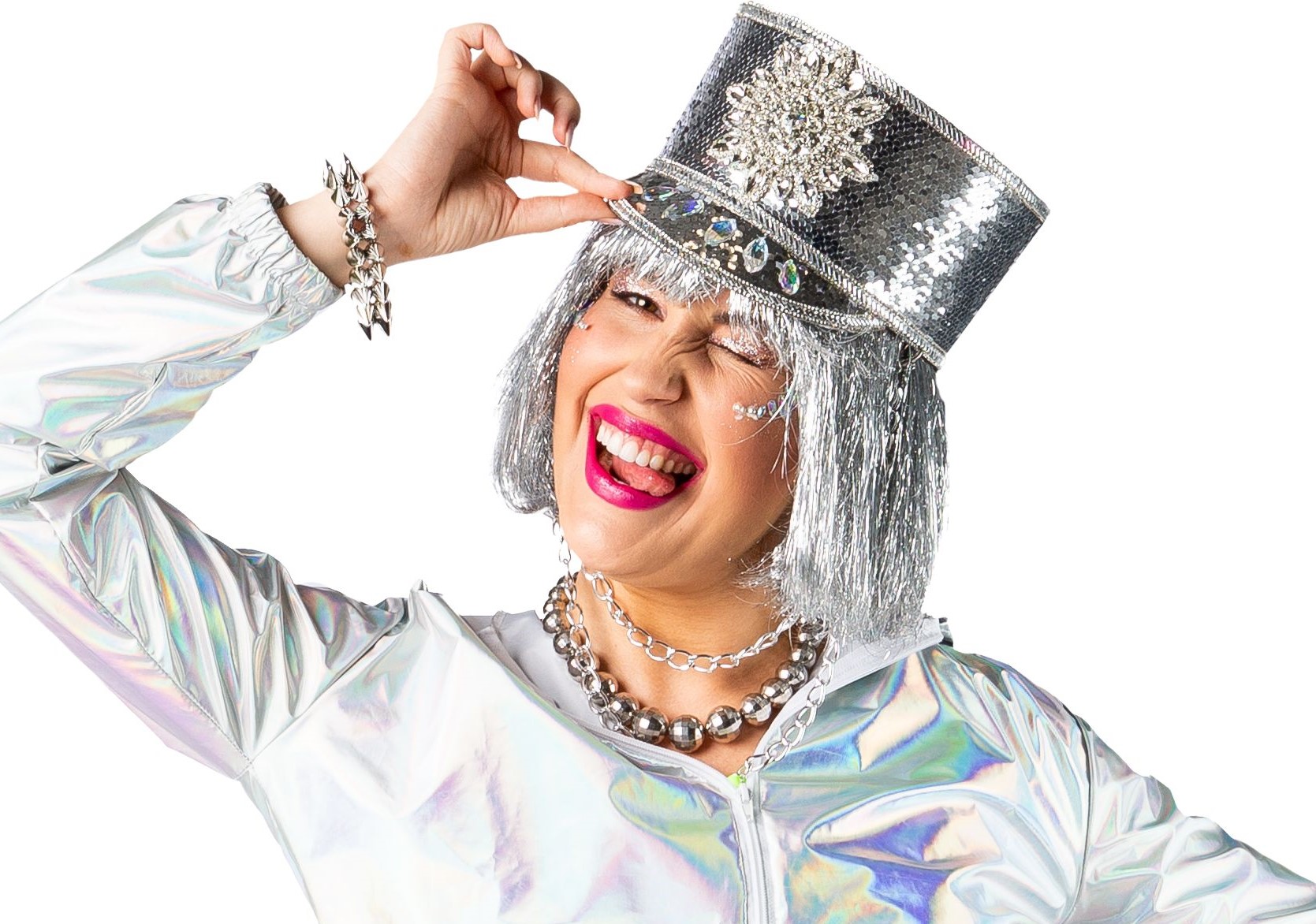 Schirmmütze Pailletten deluxe, silber