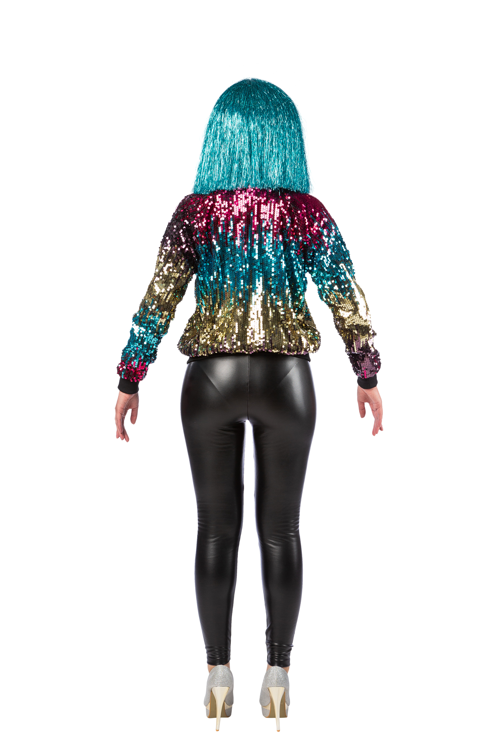 Paillettenjacke Disco Regenbogen 42/44