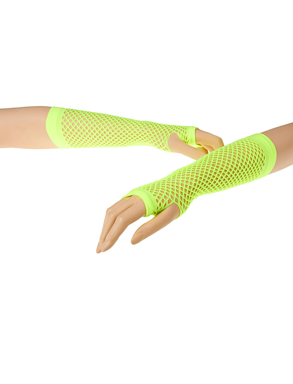 Netzhandschuhe fingerlos lang, neongrün 