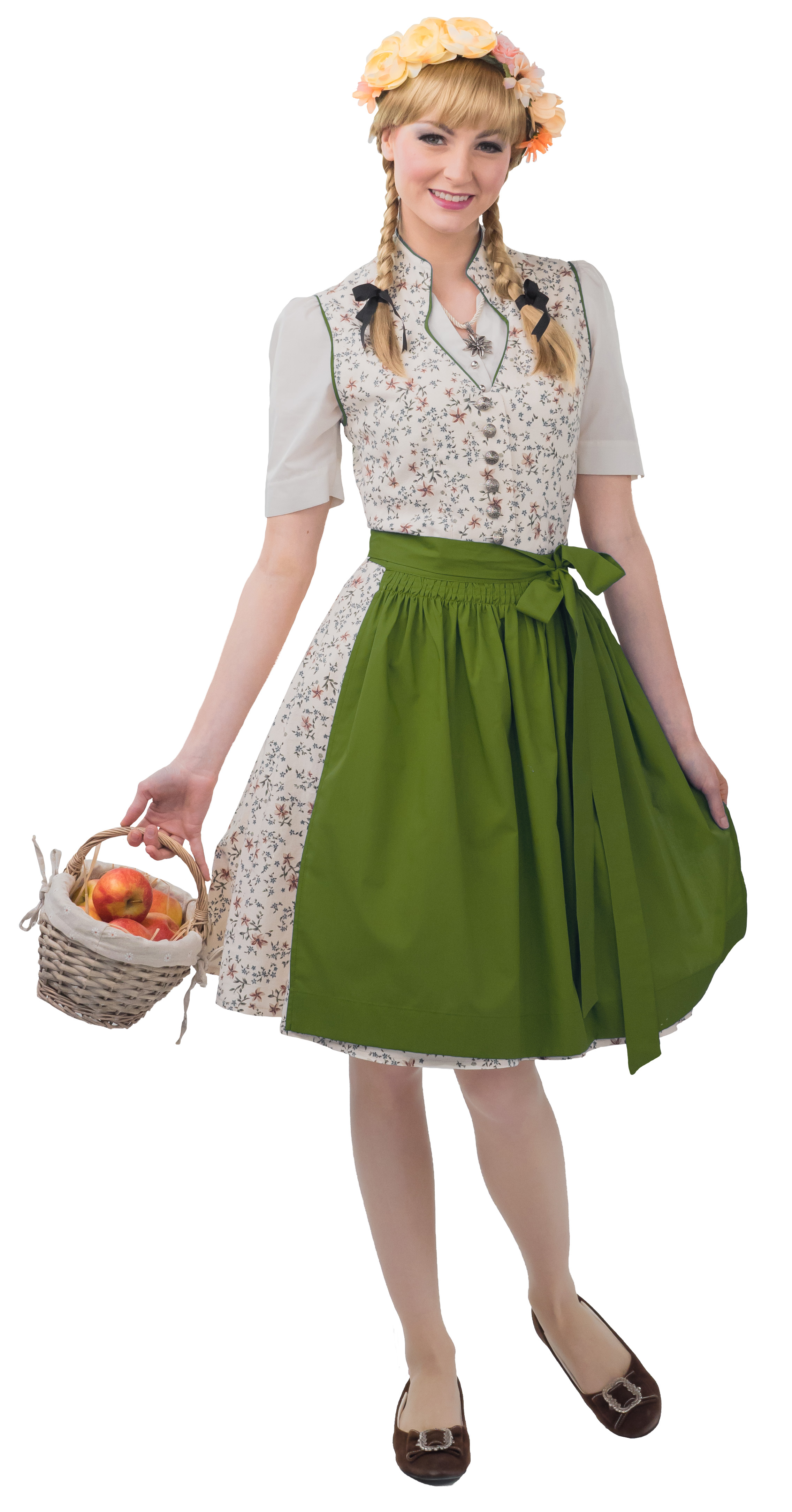 Dirndl Midi beige-grün