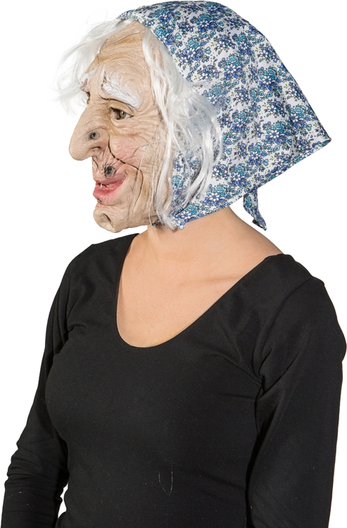Maske Hexe mit Kopftuch und Haaren Maske Hexe mit Kopftuch und Haaren