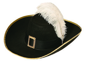 Musketierhut, schwarz mit Schnalle
