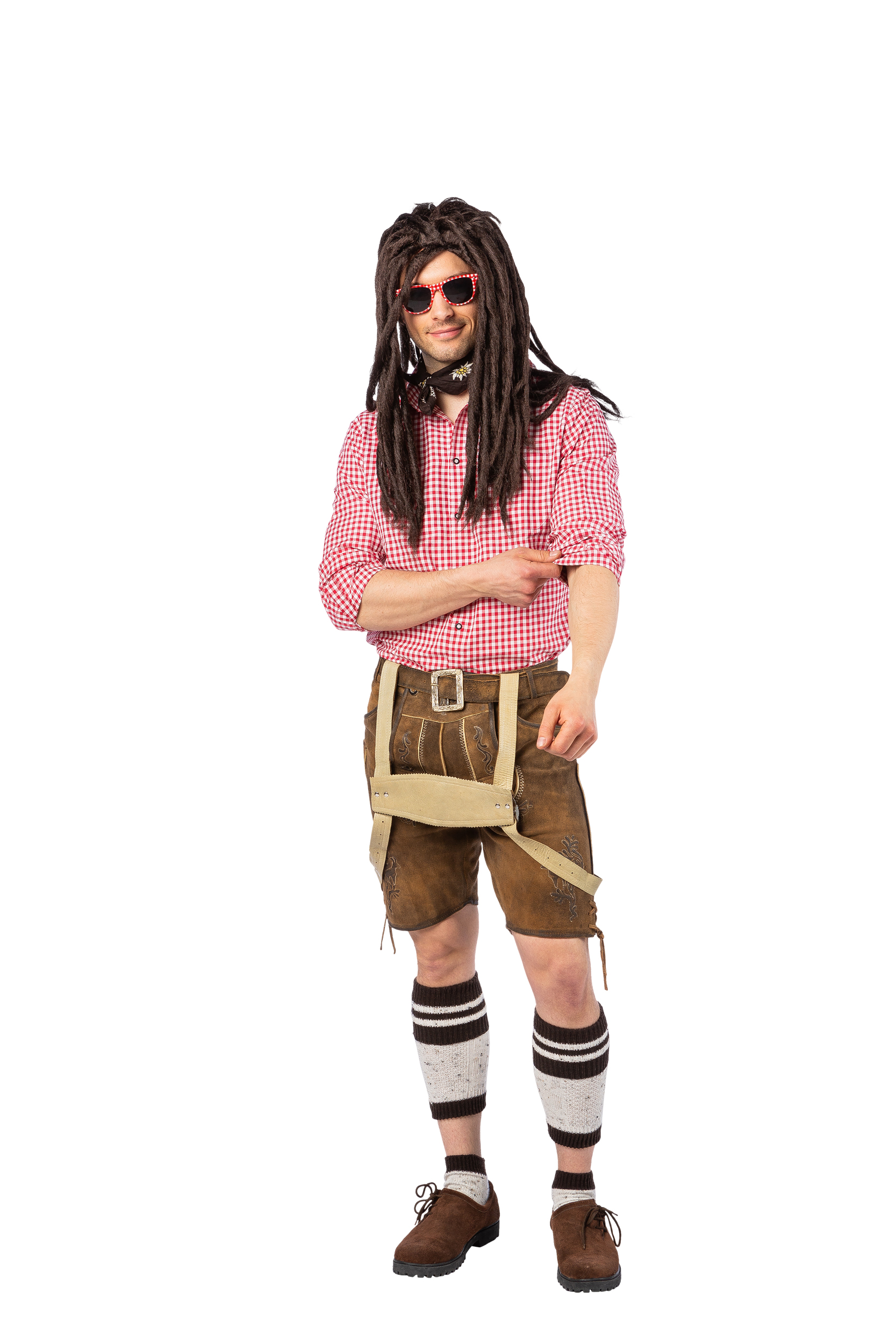 Lederhose kurz, oliv antik Lederhose kurz, oliv antik
