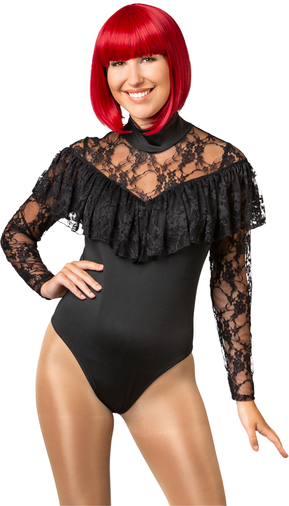 Spitzen-Body Volant, schwarz Spitzen-Body Volant, schwarz