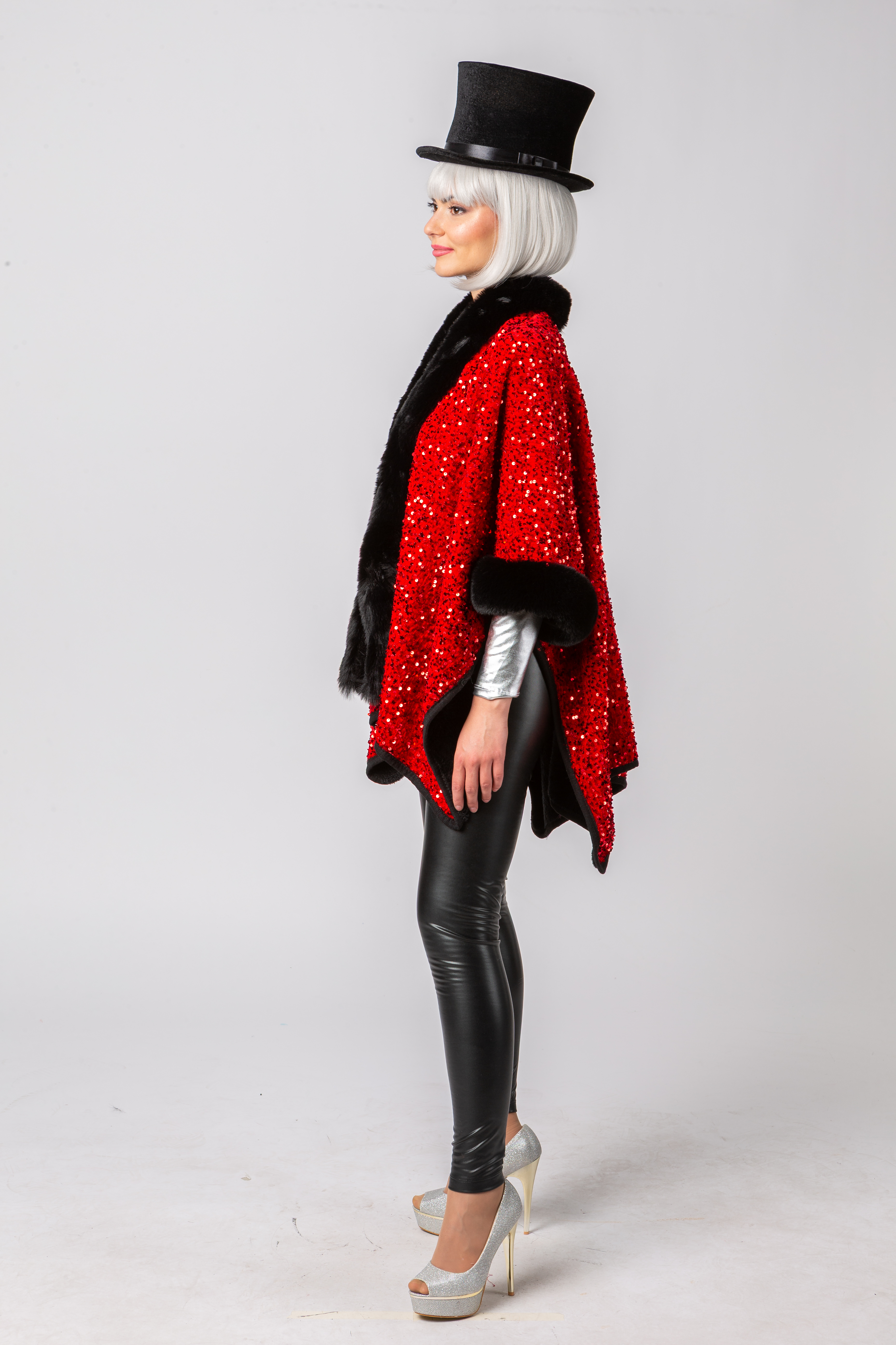 Paillettenponcho, rot Paillettenponcho, rot