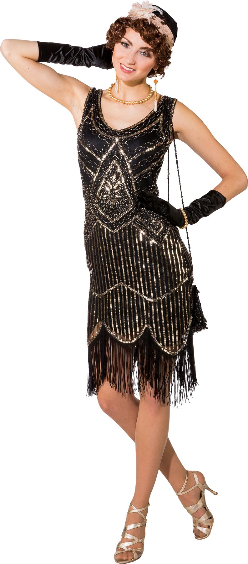 Kleid 20er schwarz-silber
