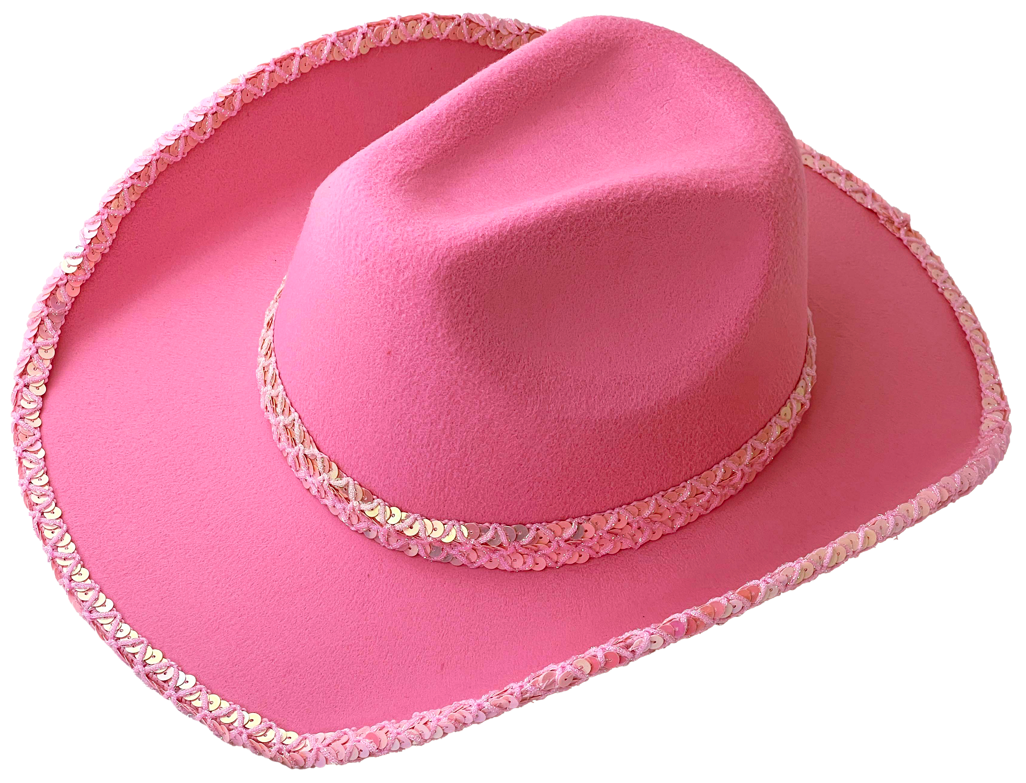 Cowboyhut, pink mit Paillettenband Cowboyhut, pink mit Paillettenband