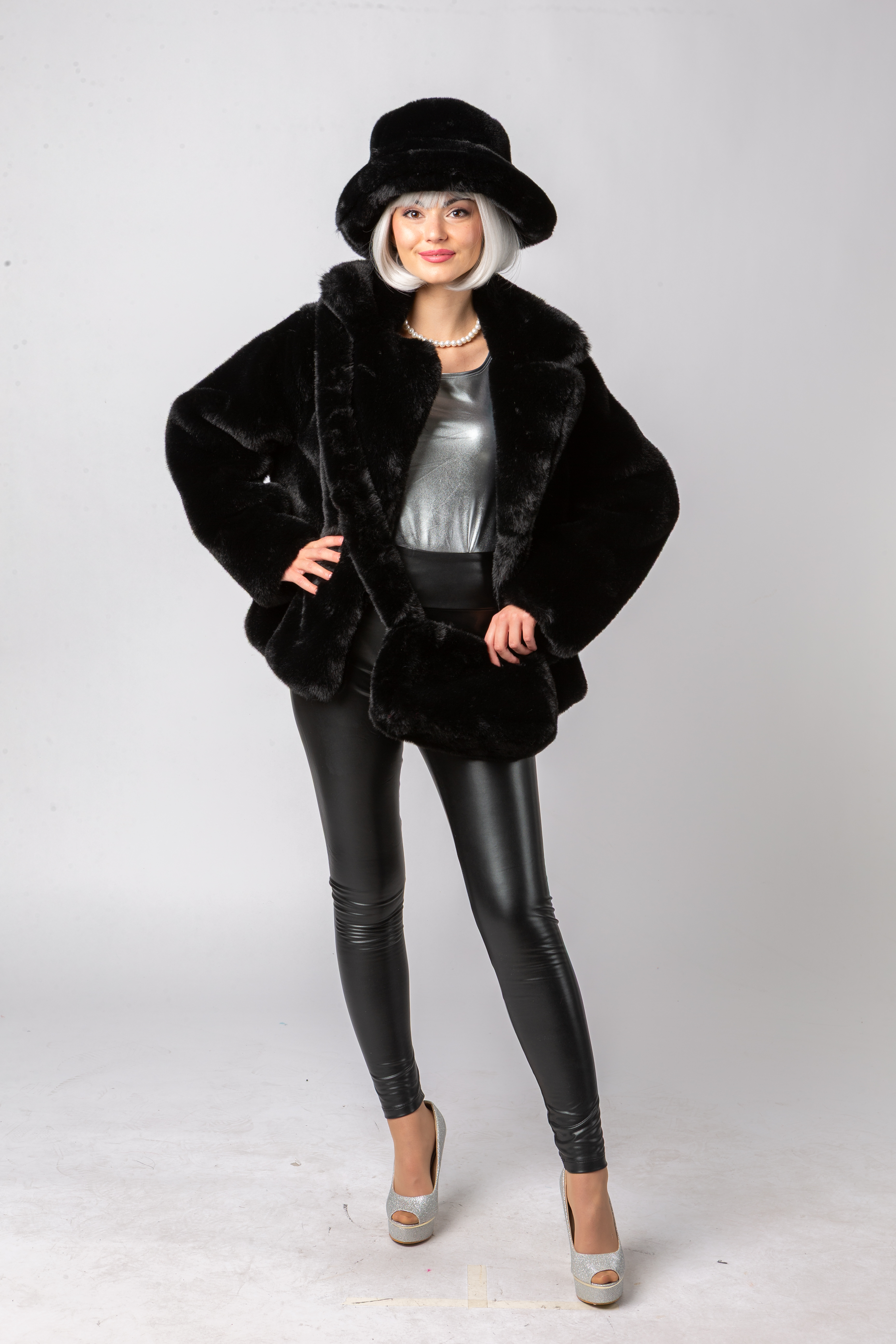 Plüschjacke, schwarz Plüschjacke, schwarz