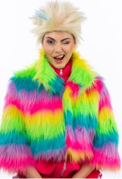 Plüschjacke langes Flor, multicolor