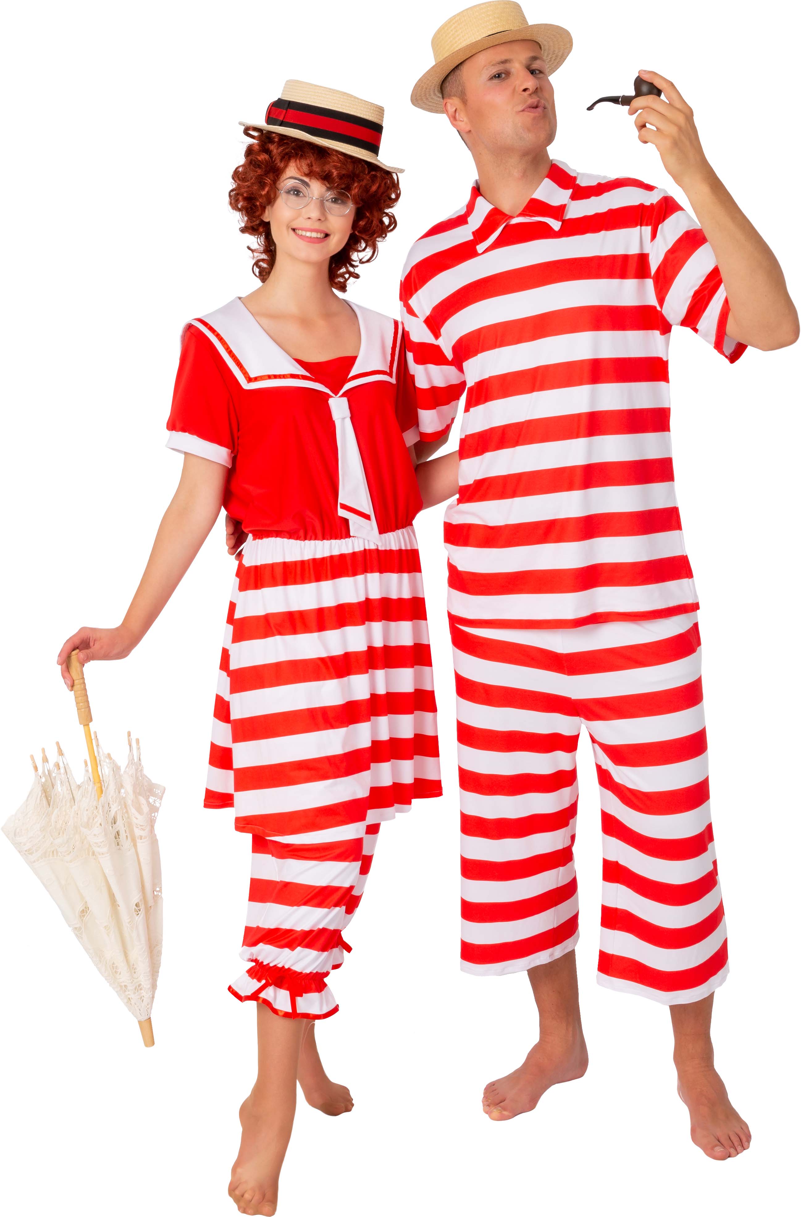Badekleid retro, rot-weiß gestreift, Damen Badekleid retro, rot-weiß gestreift, Damen