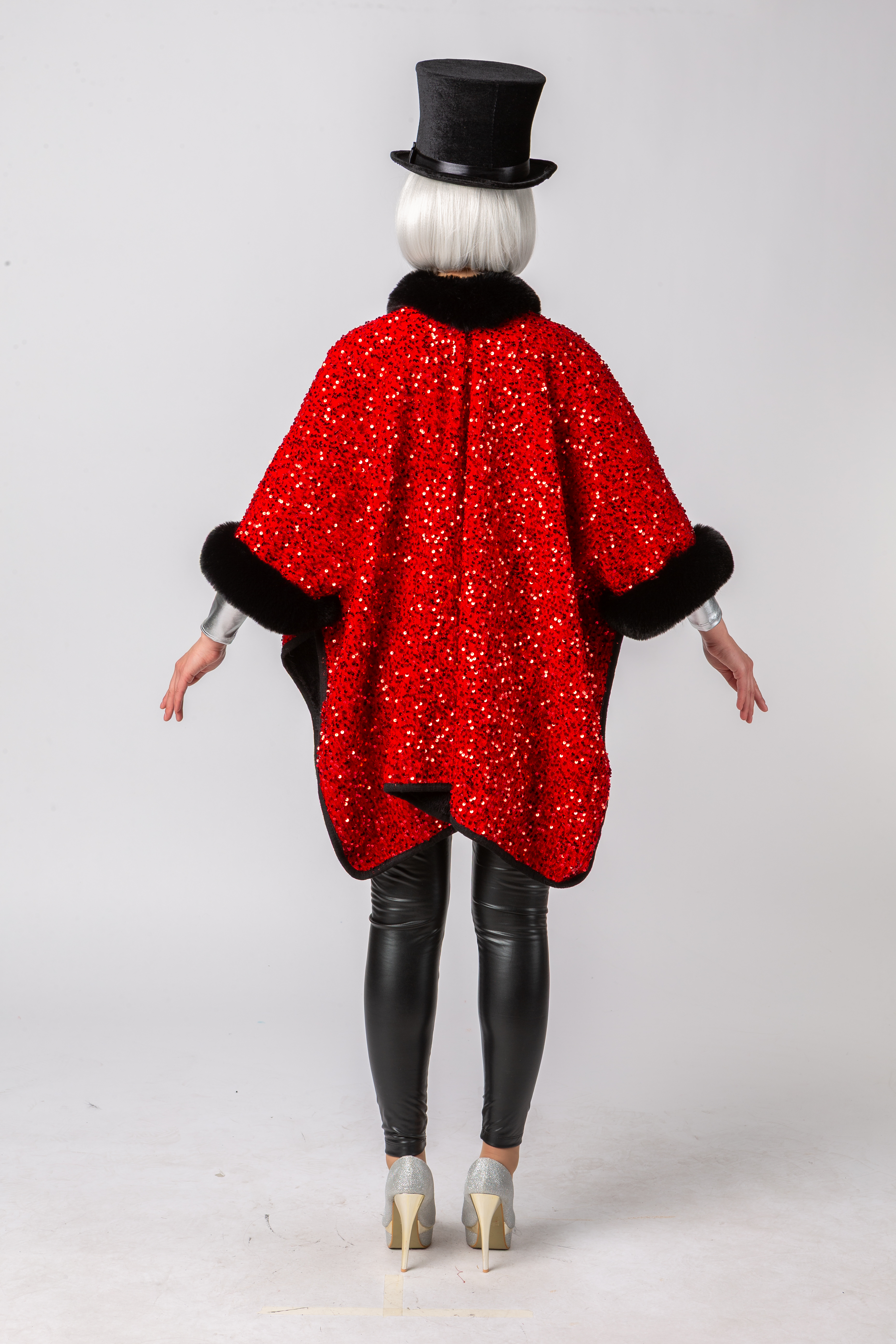 Paillettenponcho, rot Paillettenponcho, rot
