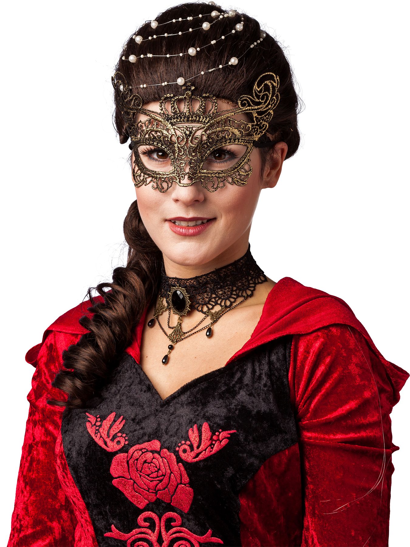 Spitzenmaske Krone, gold