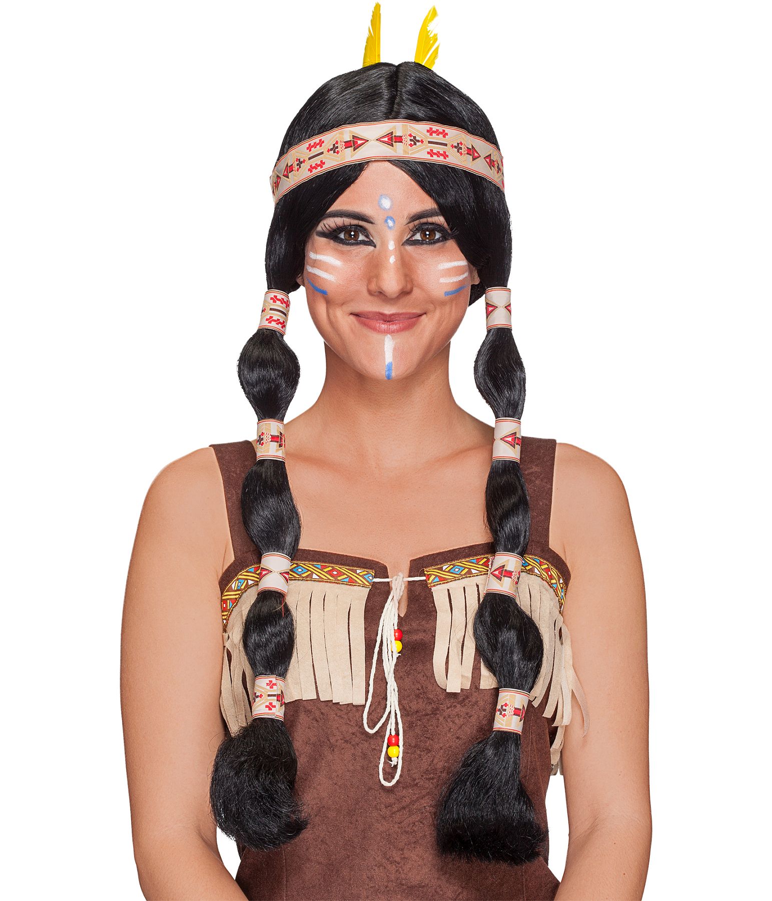 Indianerin lang mit beigem Band