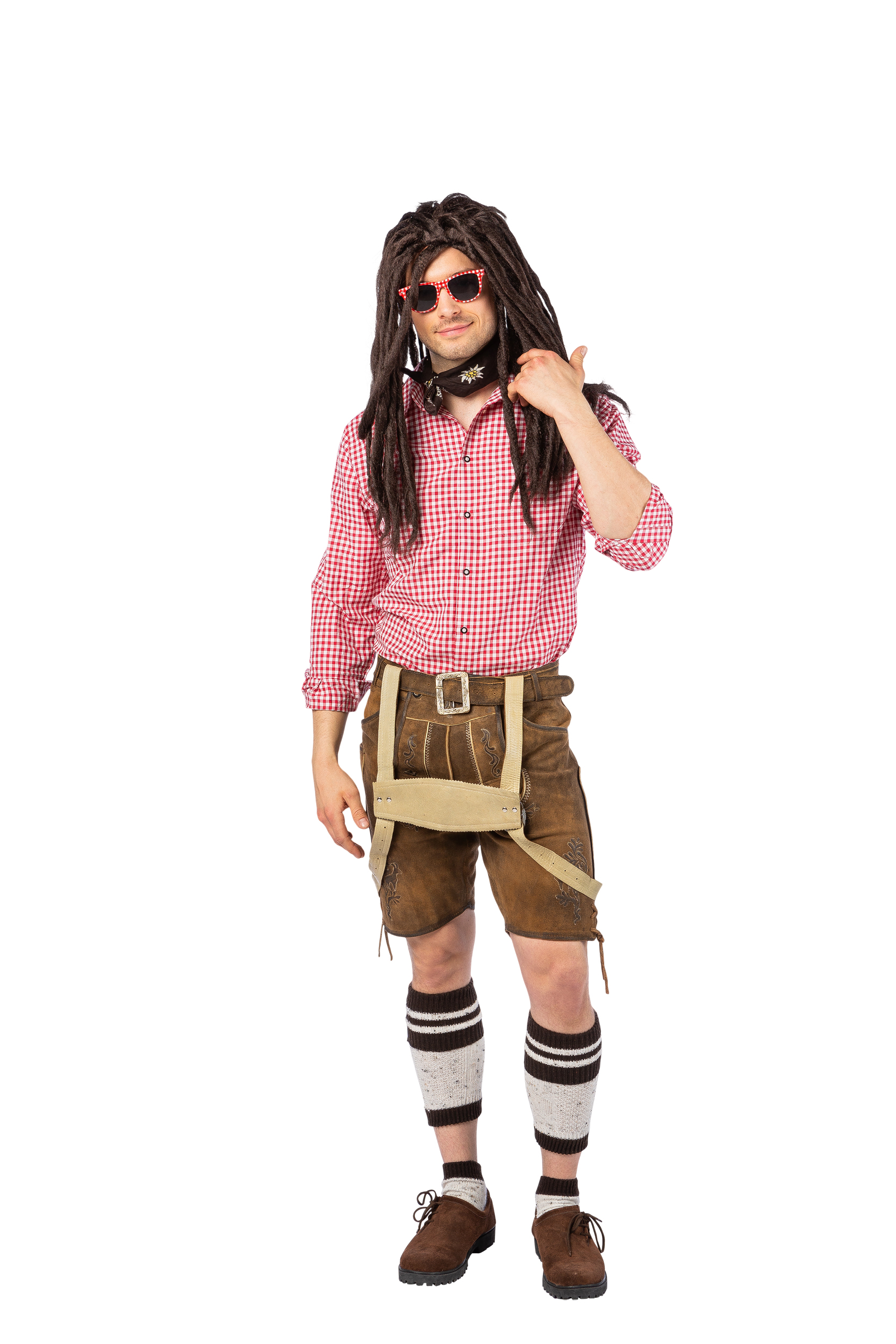 Lederhose kurz, oliv antik Lederhose kurz, oliv antik