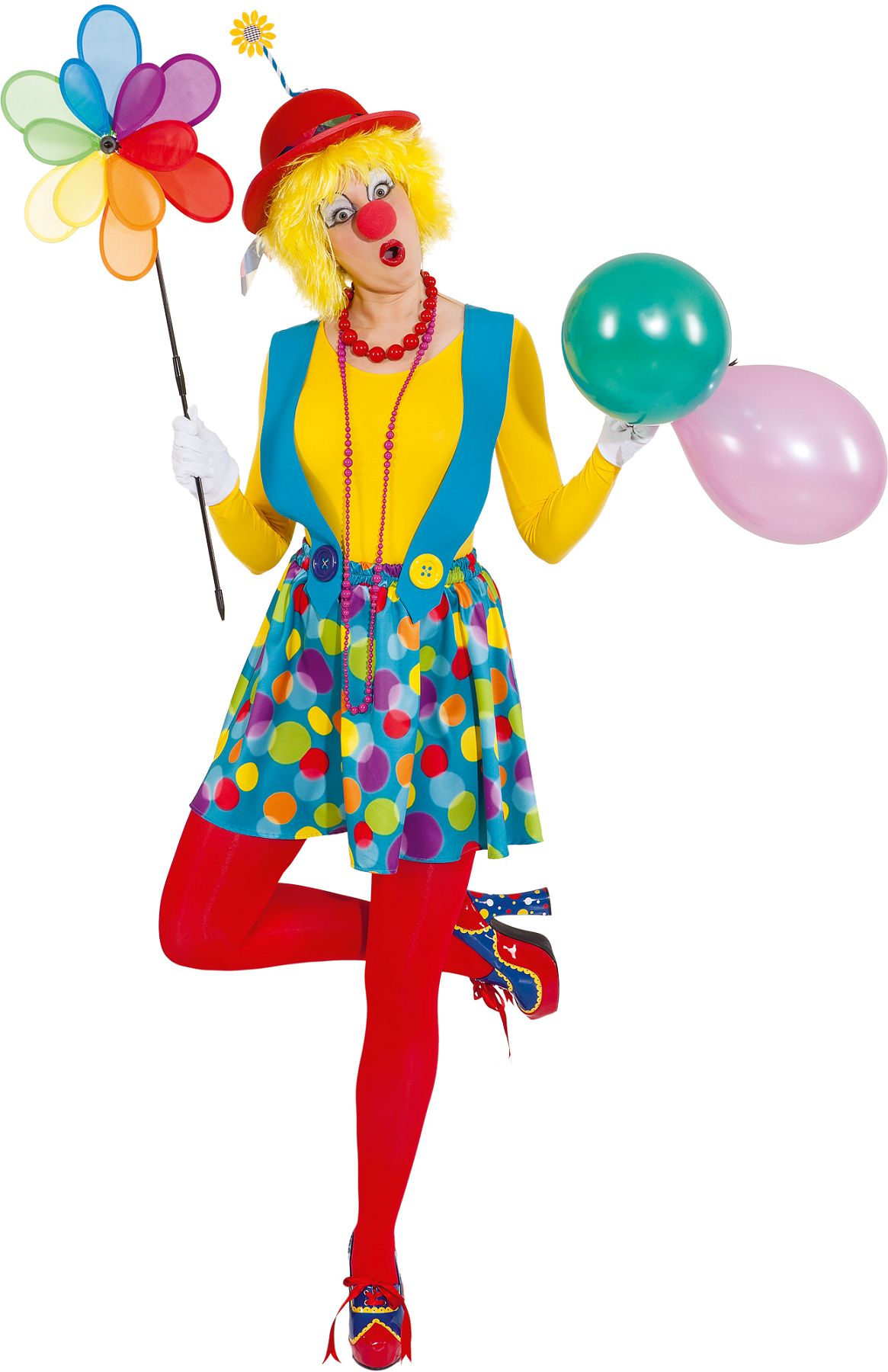 Trägerrock Clown Augustine, bunt-türkis 