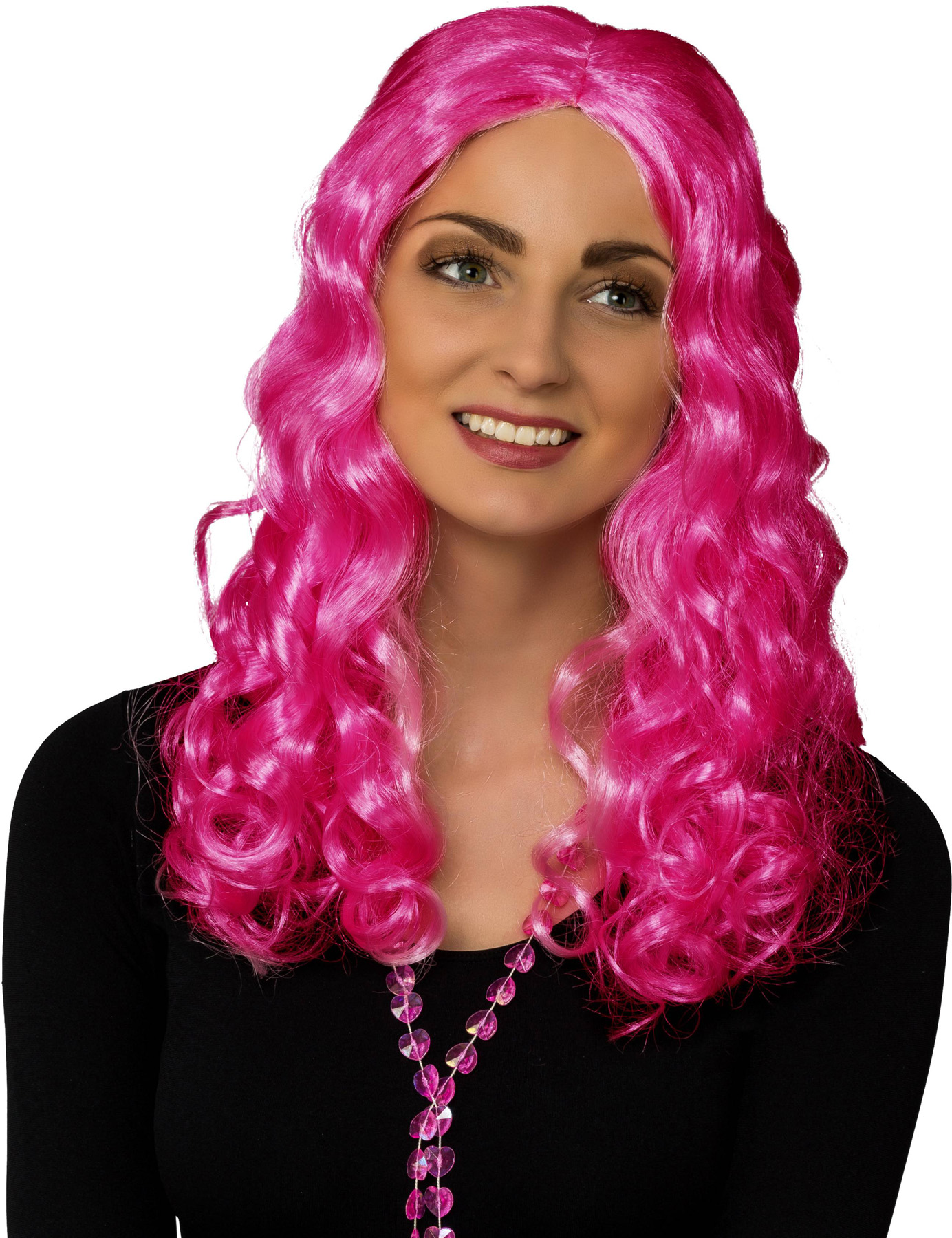 Lockenperücke Mittelscheitel, pink