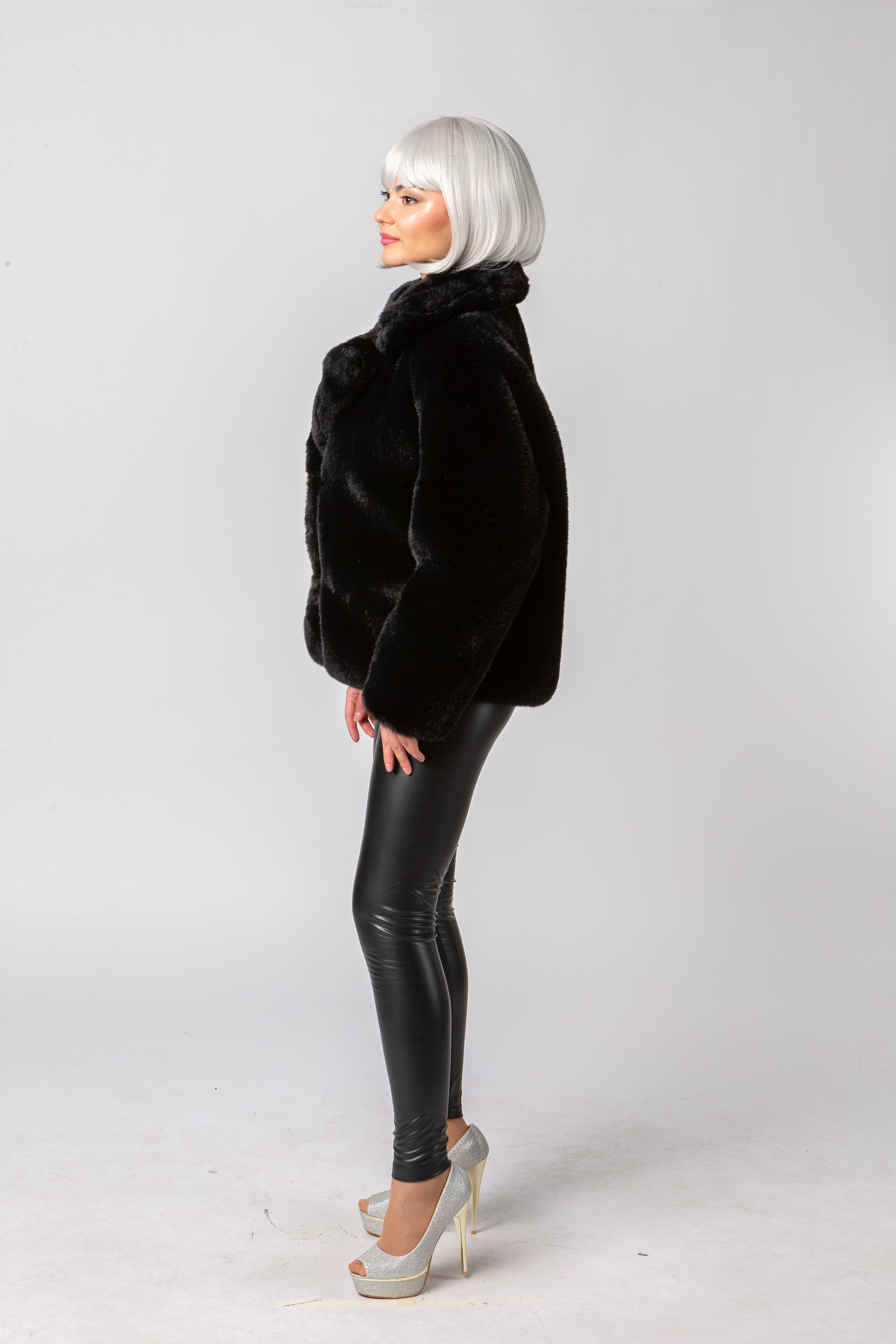 Plüschjacke, schwarz Plüschjacke, schwarz