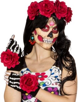 Mexikanerin-Set mit Blumen, rot Mexikanerin-Set mit Blumen, rot