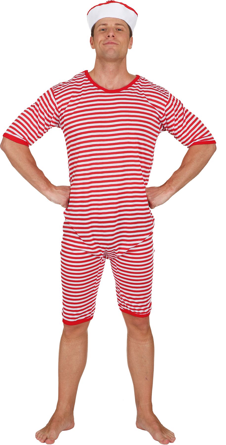 Badeanzug rot-weiß Polyester