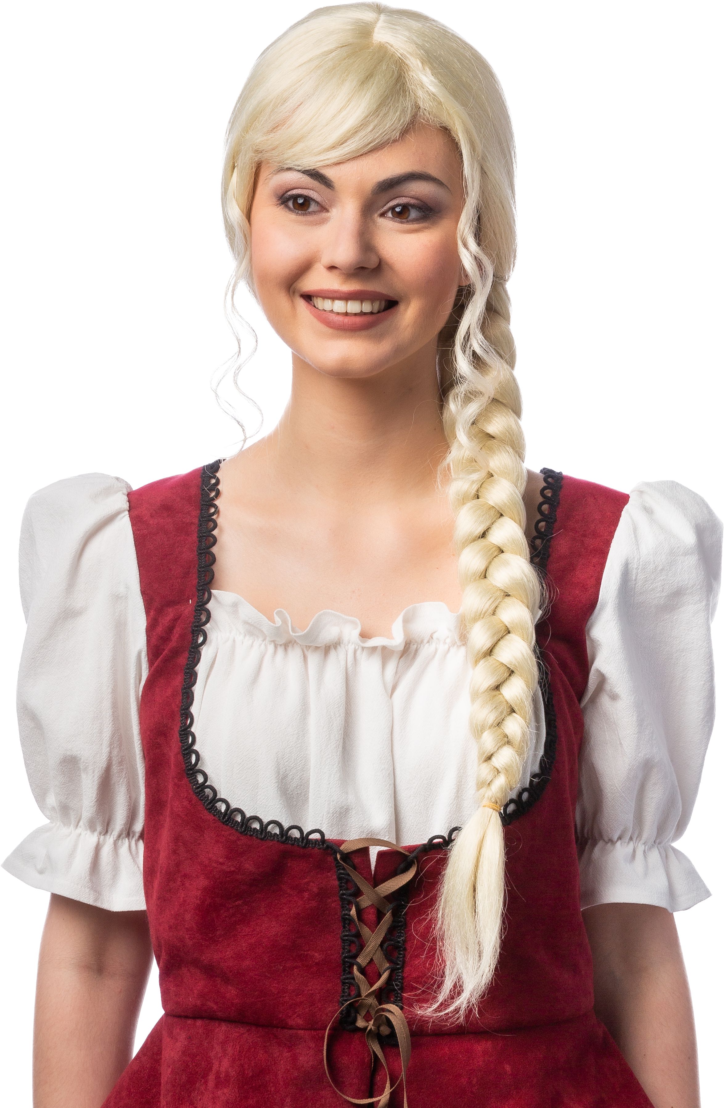 Perücke mit langem seitlichem Zopf, blond