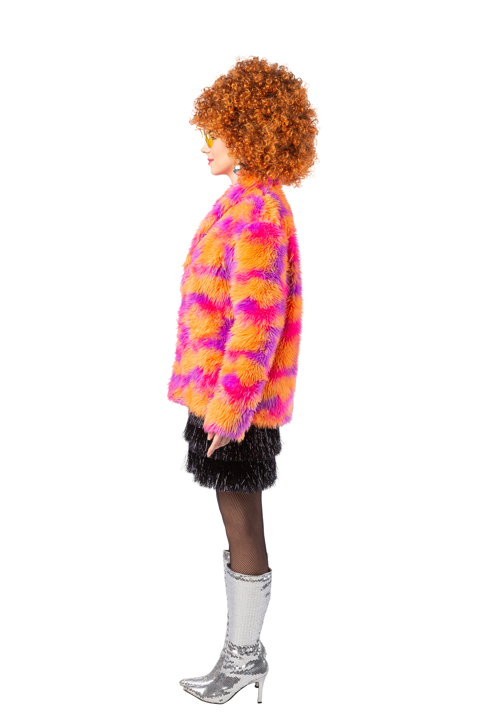 Plüsch-Jacke, orange/pink/lila Plüsch-Jacke, orange/pink/lila