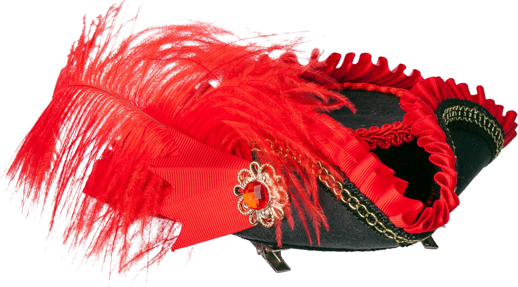 Minihut Piratin schwarz/rot Minihut Piratin schwarz/rot