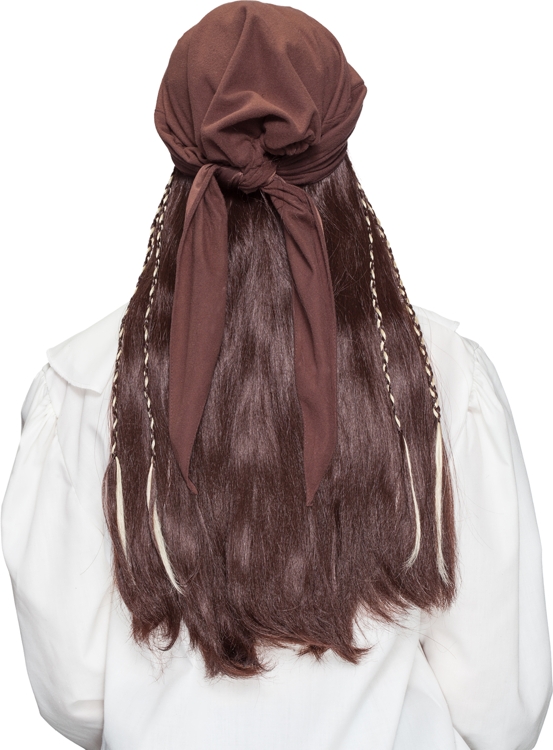 Perücke Caribic Pirat mit braunem Tuch Unisex Perücke Caribic Pirat mit braunem Tuch Unisex