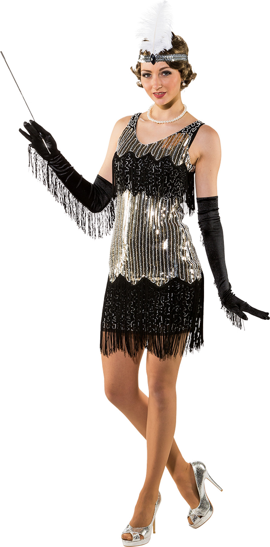 Paillettenkleid schwarz/silber