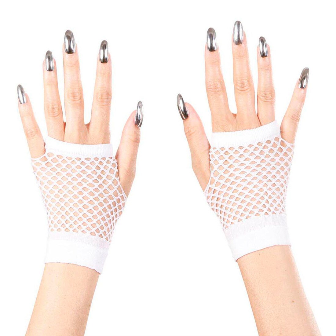 Netzhandschuhe fingerlos kurz, weiß