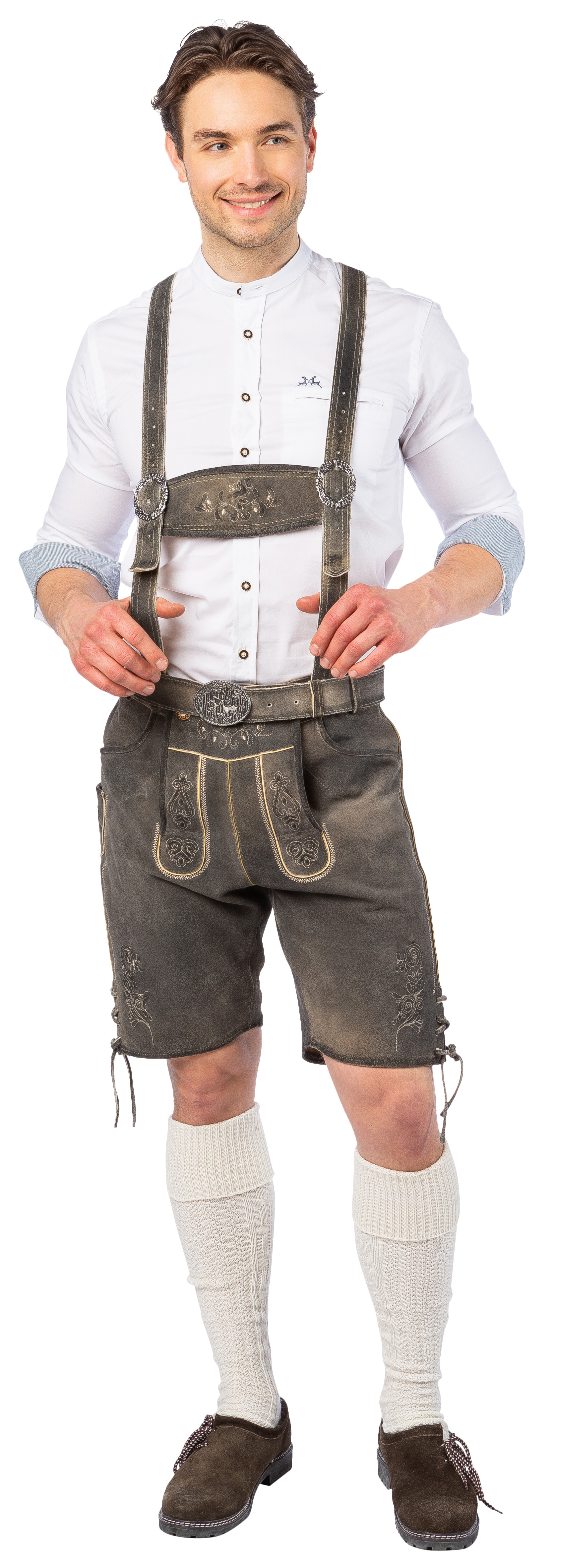 Lederhose kurz, steingrau (VA) Lederhose kurz, steingrau (VA)