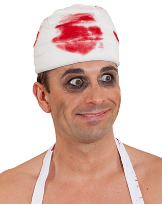 Kopfverband mit Blut 