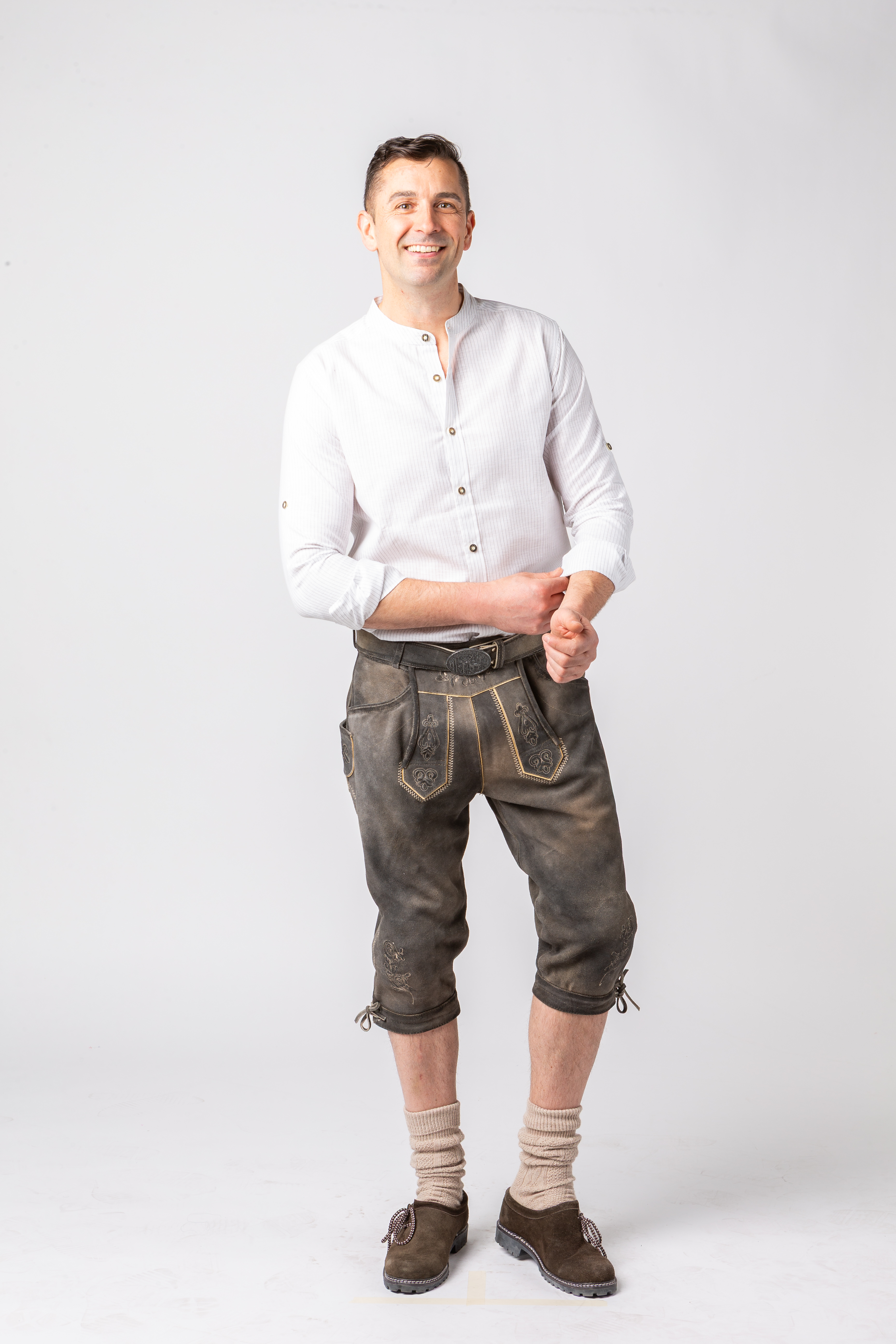 Kniebundlederhose Rindsleder, steingrau Kniebundlederhose Rindsleder, steingrau