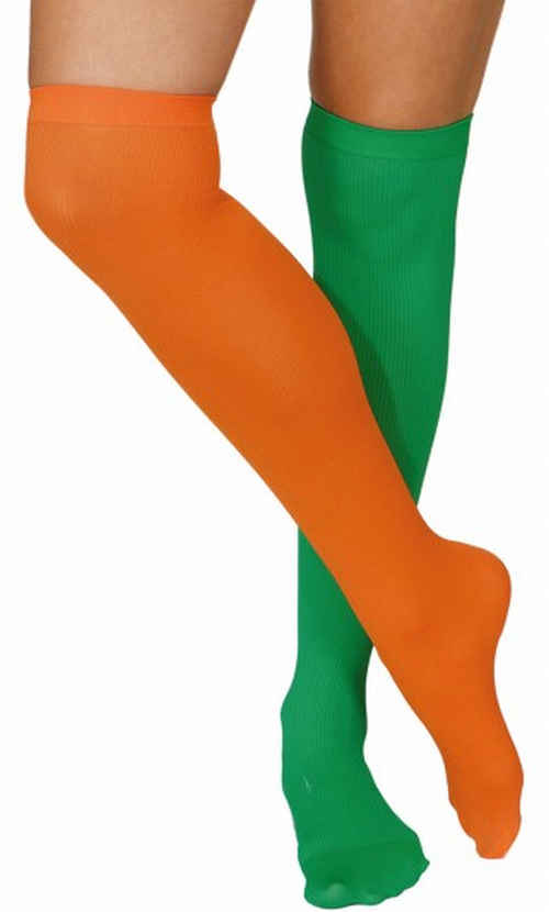 Überkniestrümpfe grün/orange