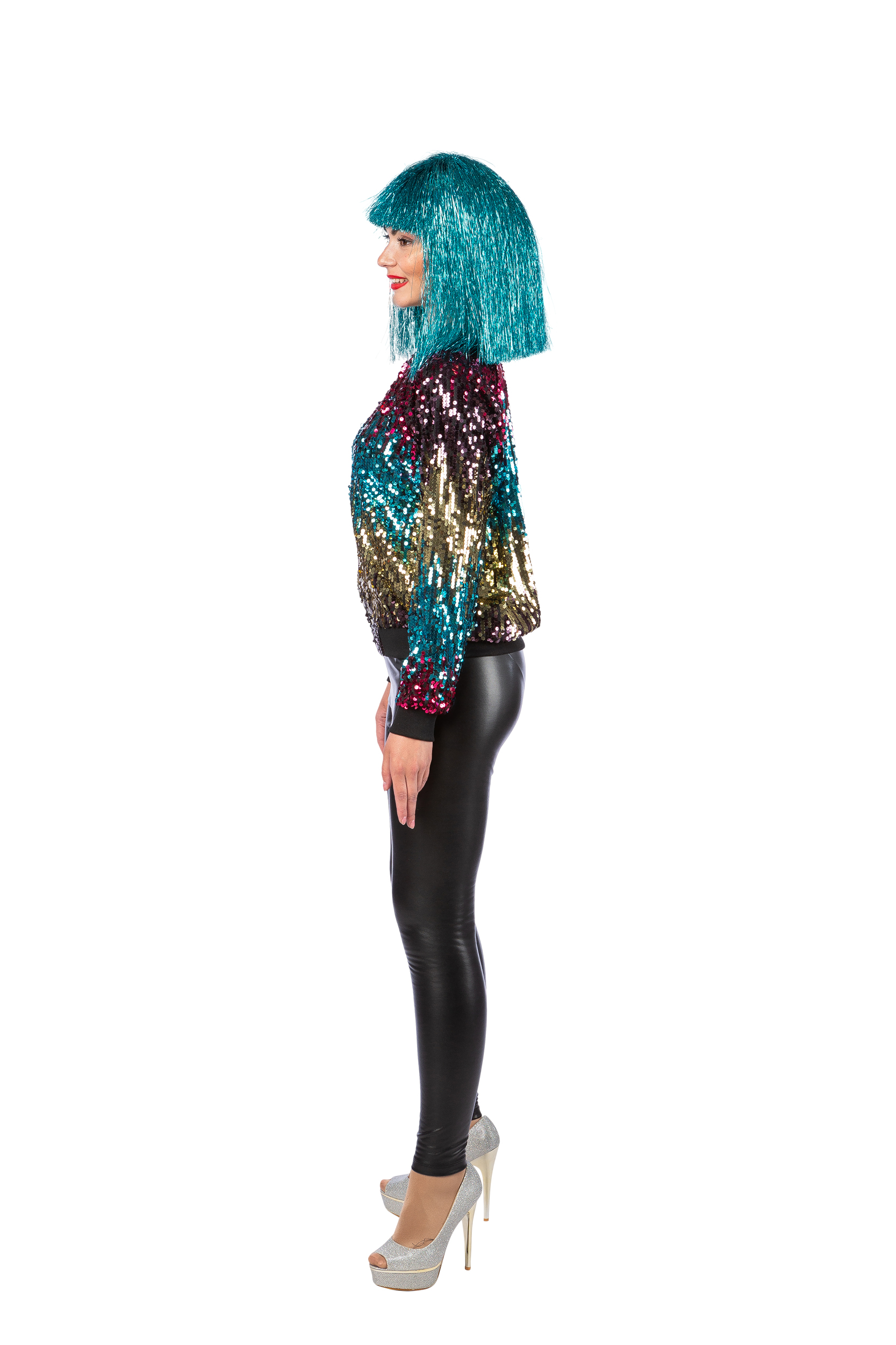 Paillettenjacke Disco Regenbogen 42/44