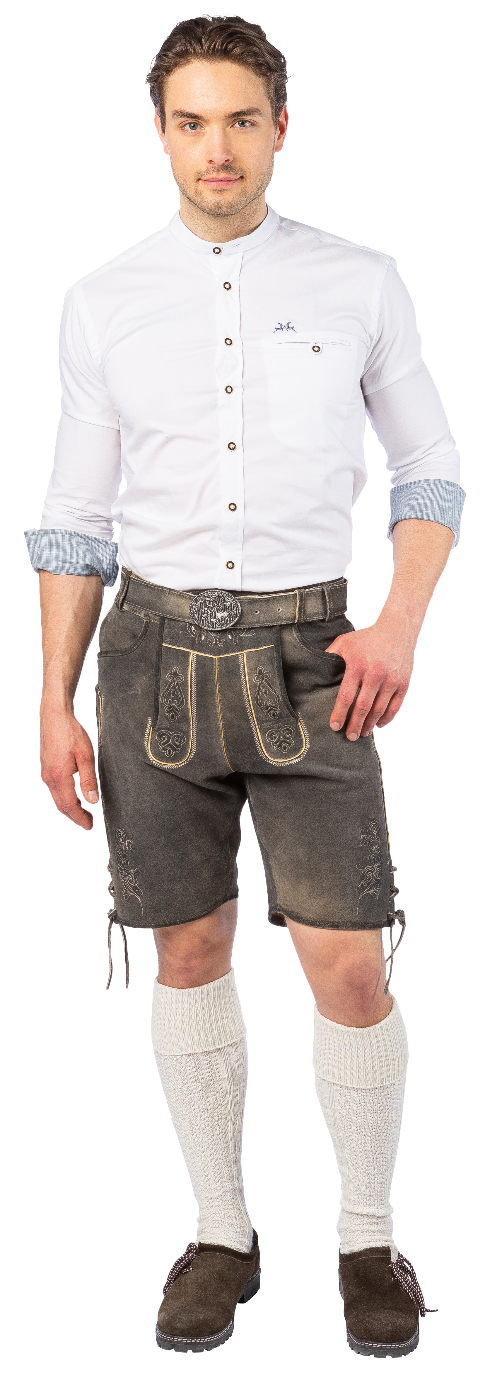 Lederhose kurz, steingrau (VA) Lederhose kurz, steingrau (VA)