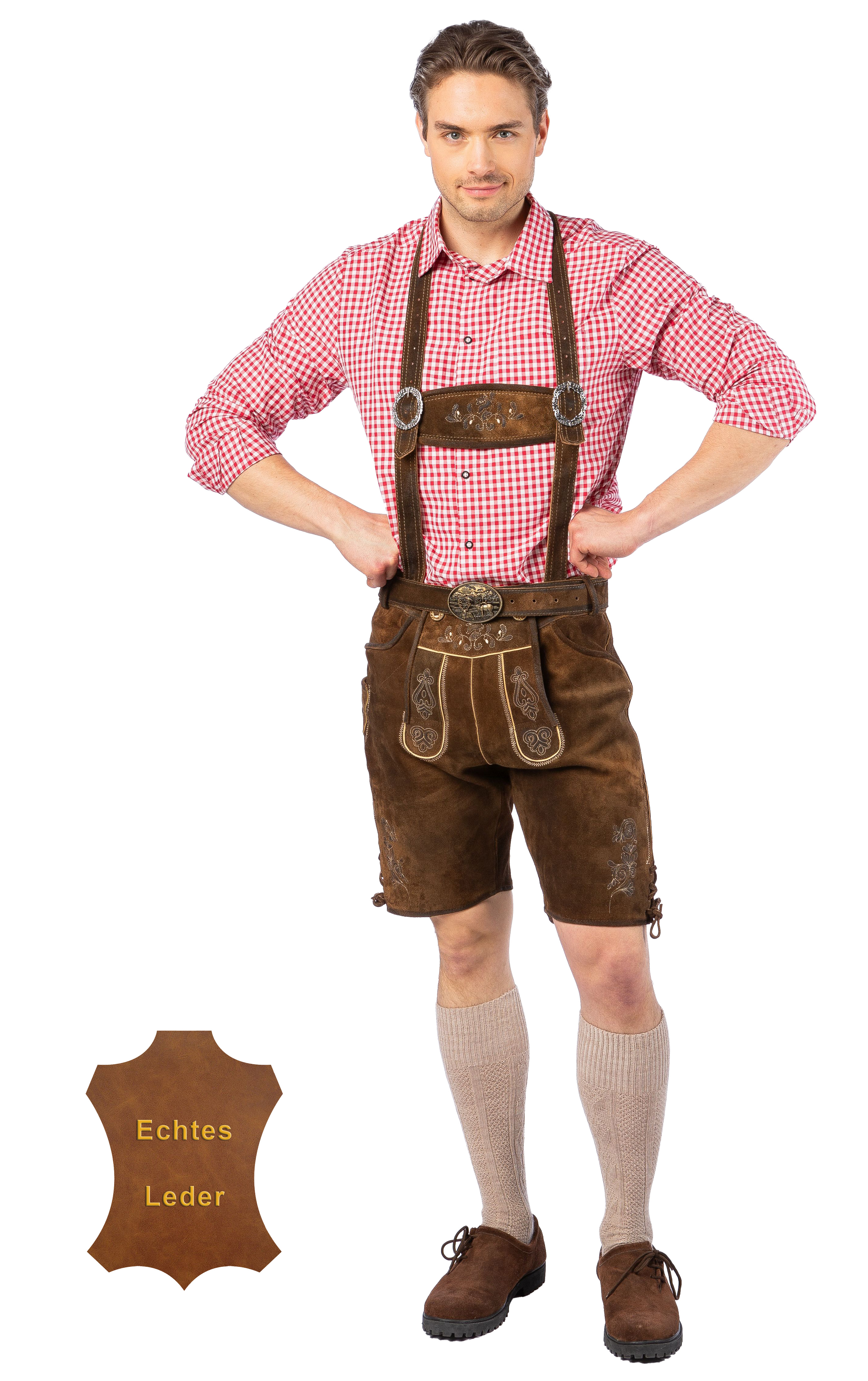 Lederhose kurz, olivbraun