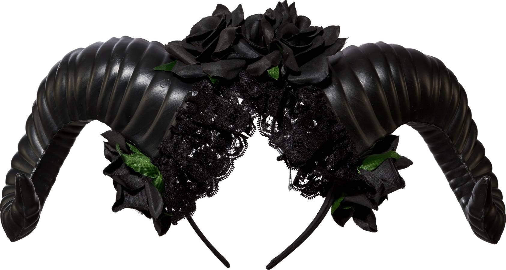 Teufelshörner mit Blumen schwarz Teufelshörner mit Blumen schwarz