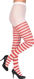 Ringelstrumpfhose, rot-weiß
