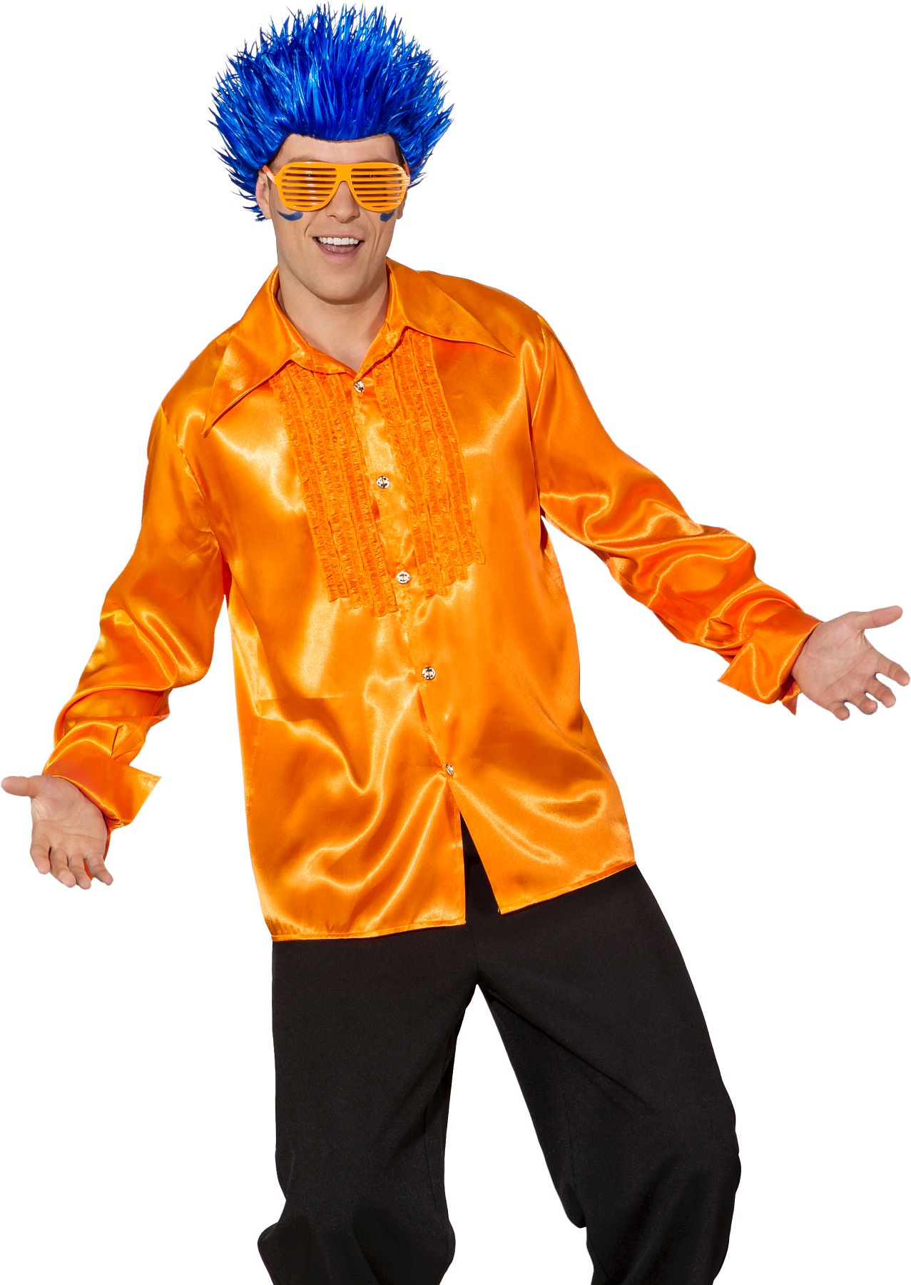 Satin-Rüschenhemd orange 