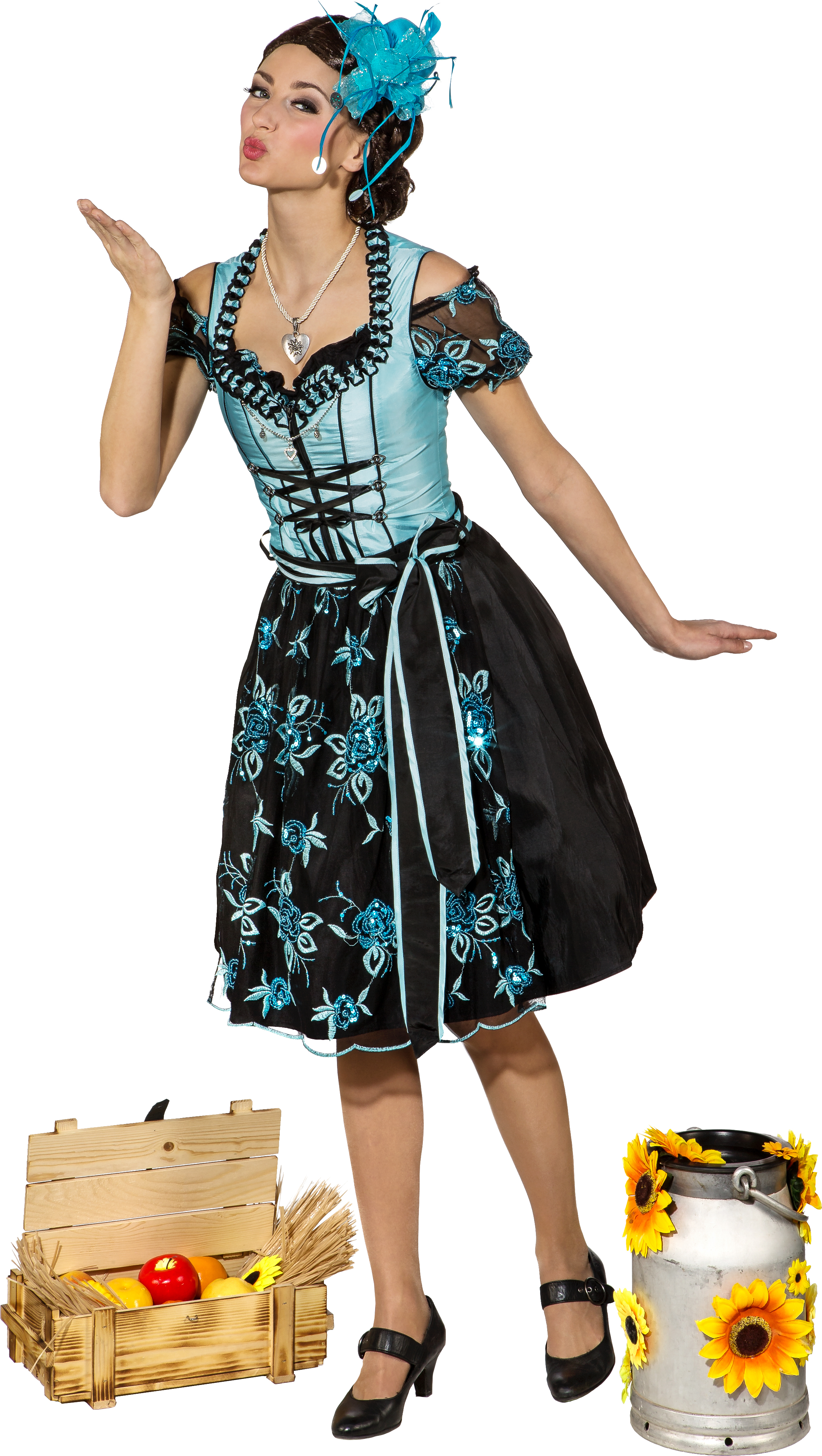 Dirndl midi türkis-schwarz Dirndl midi türkis-schwarz