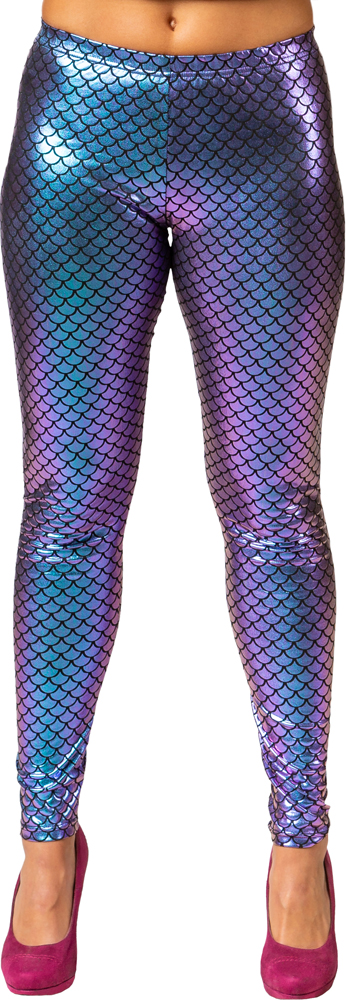 Leggings Fischschuppen, blau metallic