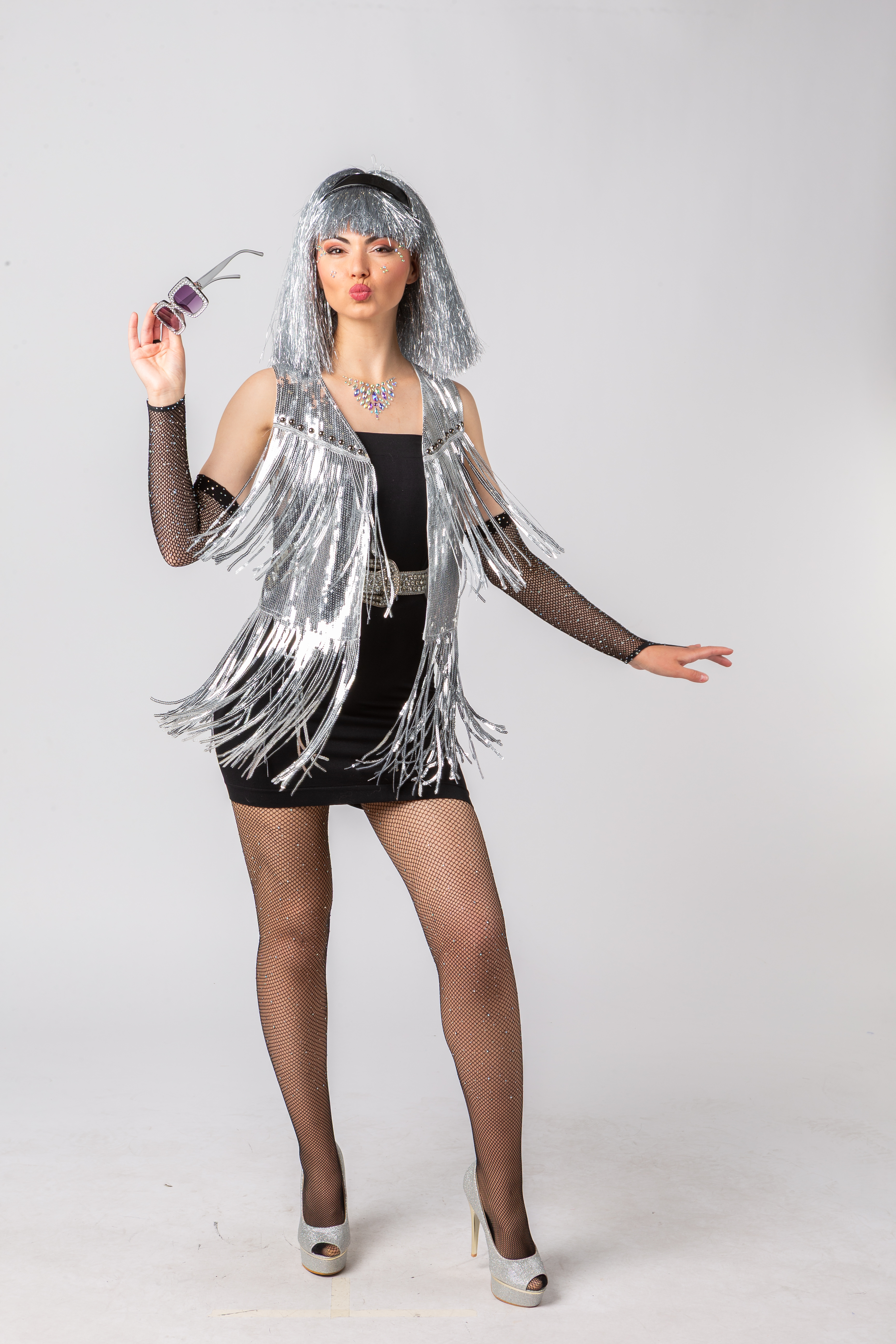 Paillettenweste, silber Paillettenweste, silber